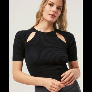 ANR+ Alp n Rock Lily Black Ribbed Cutout Sweater Size Small Edgy Modern